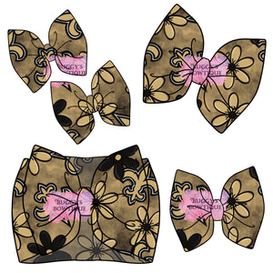 New Orleans Floral Football bow/ bow tie/ headband/ piggies/ scrunchie