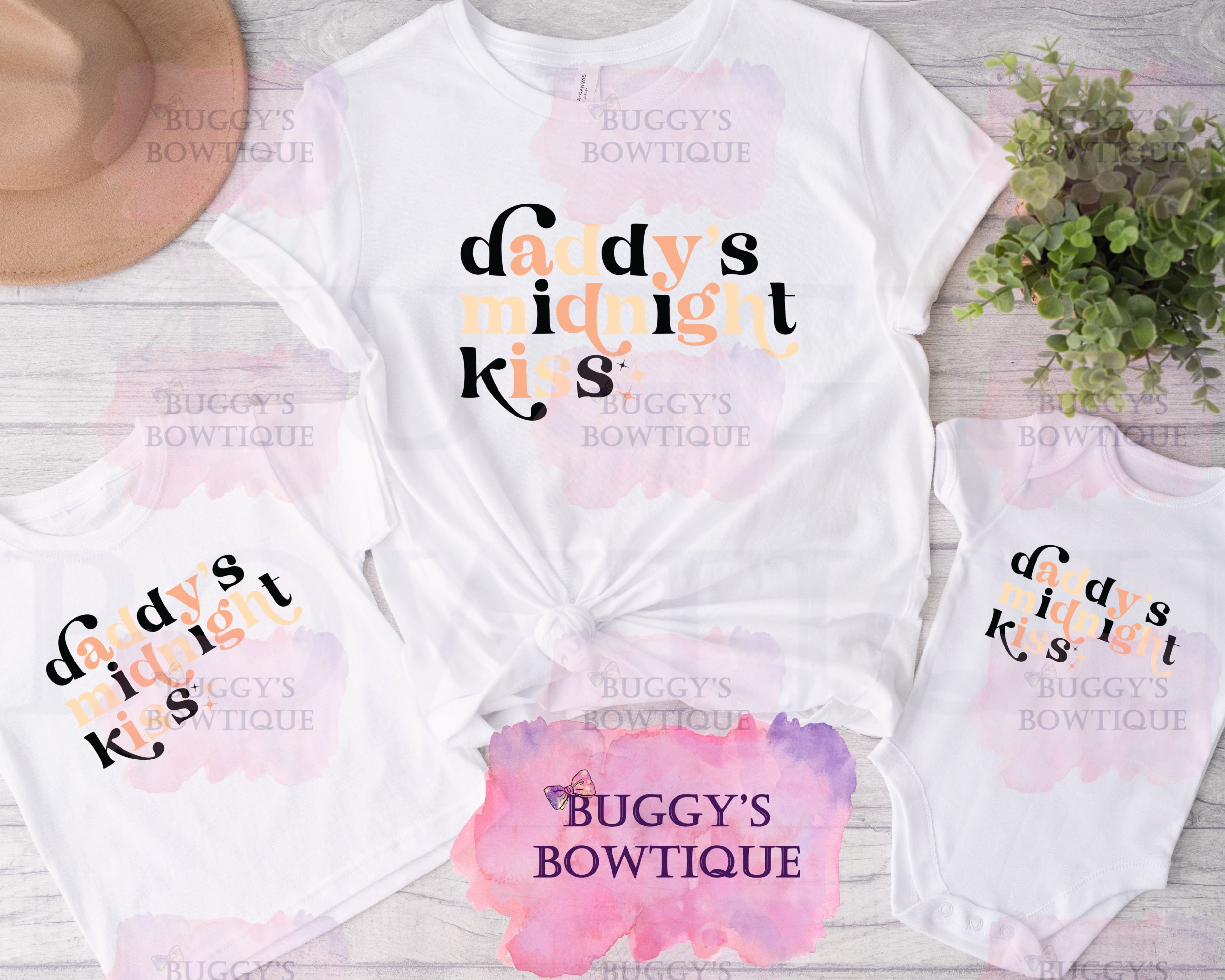 Daddy's Midnight Kiss Sublimation/ DTF/ BLEACHED Shirts, Onesies, Sweatshirts- MULTIPLE COLORS