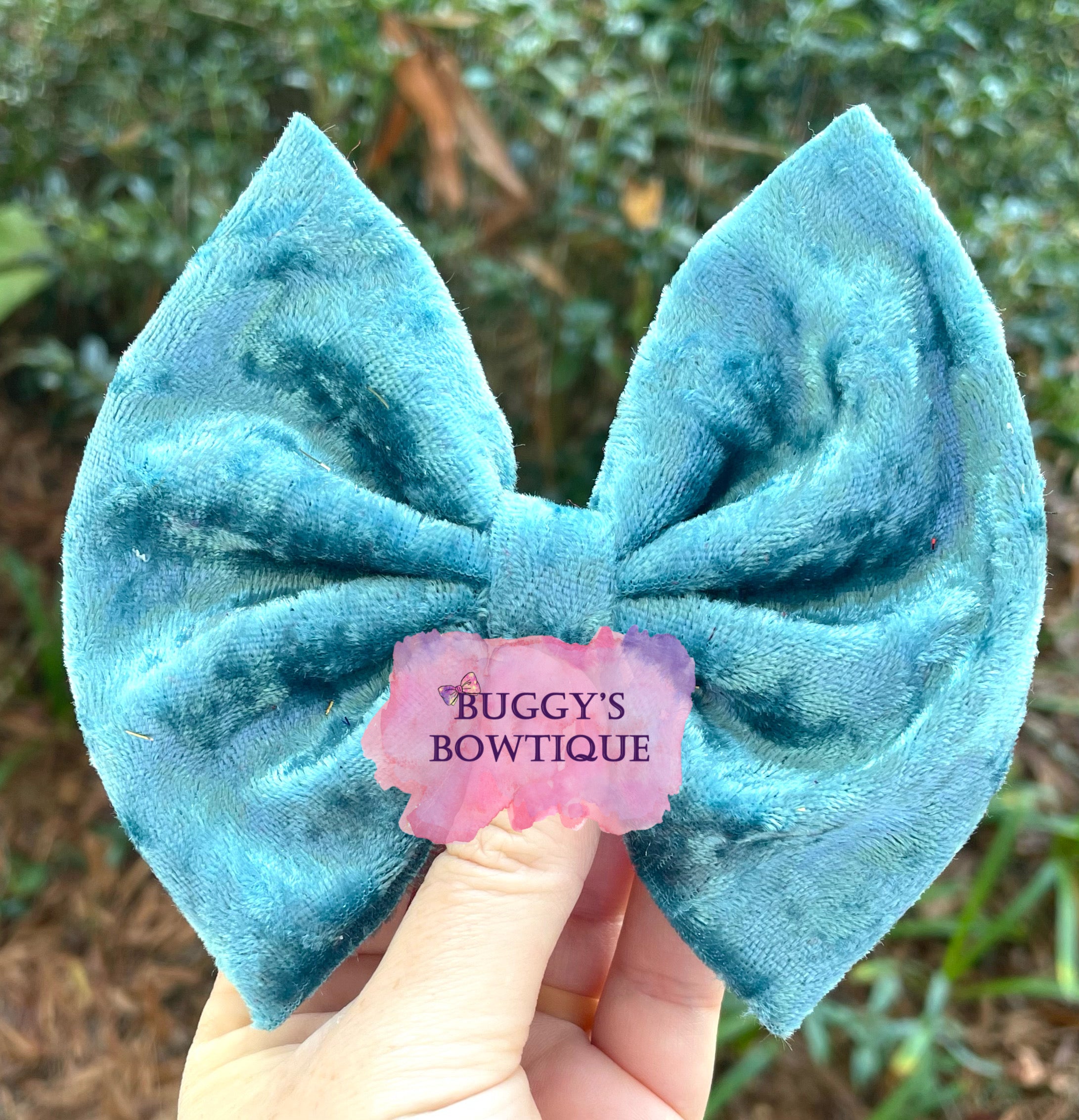 Blue Ice Velvet bow/bow tie/headband/piggies/Scrunchie