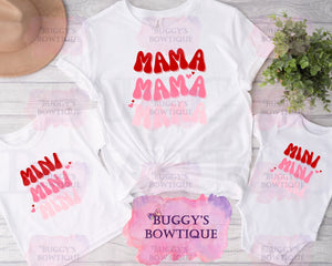 Mama/ Mini Valentine Sublimation/ DTF/ BLEACHED Shirts, Onesies, Sweatshirts- MULTIPLE COLORS