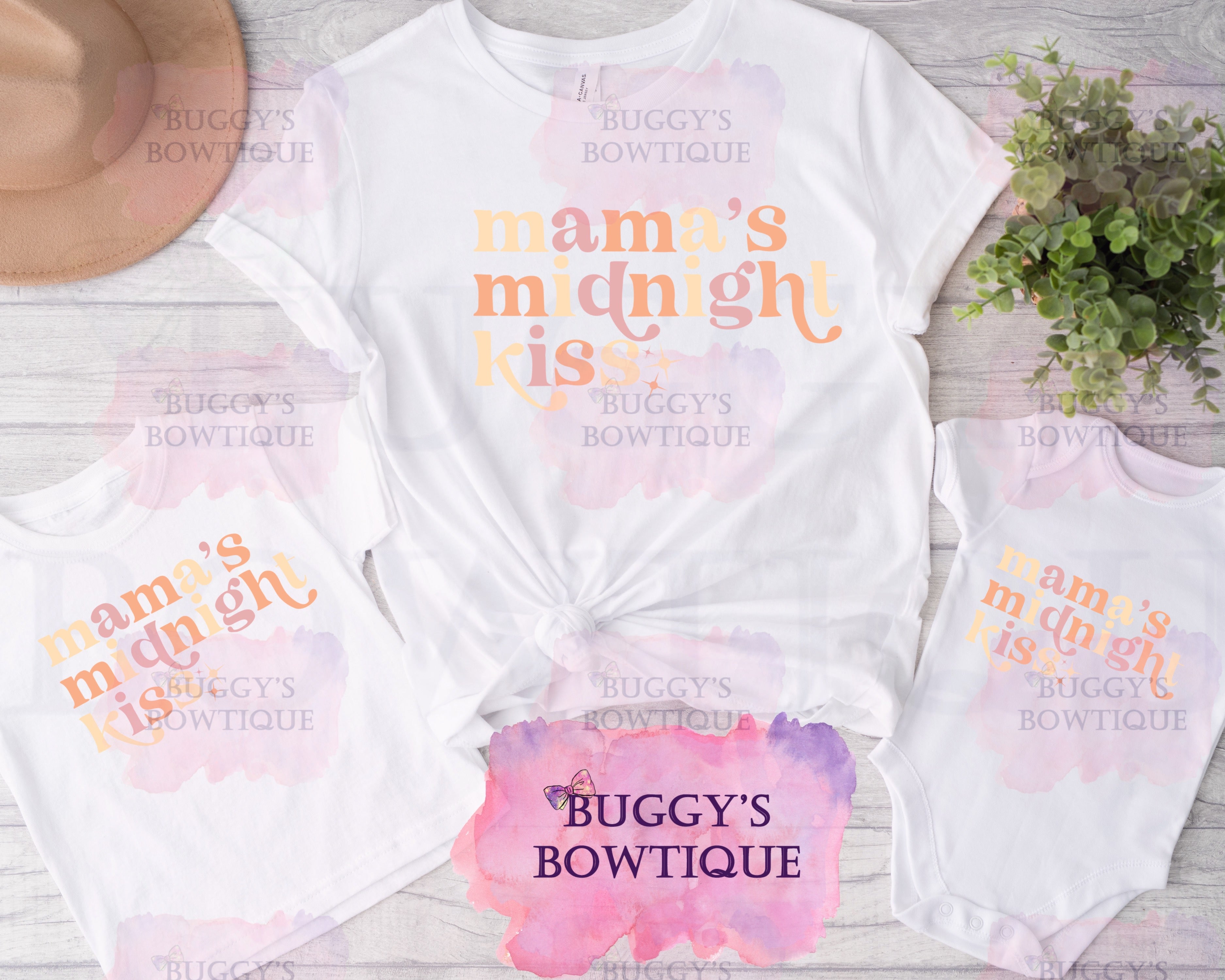 Mama's Midnight Kiss Sublimation/ DTF/ BLEACHED Shirts, Onesies, Sweatshirts- MULTIPLE COLORS