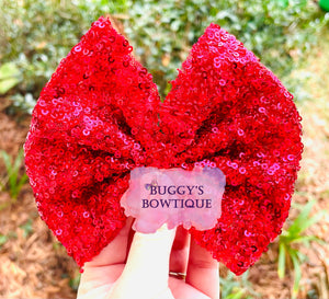 Red Sequin bow/bow tie/headband/piggies/Scrunchie