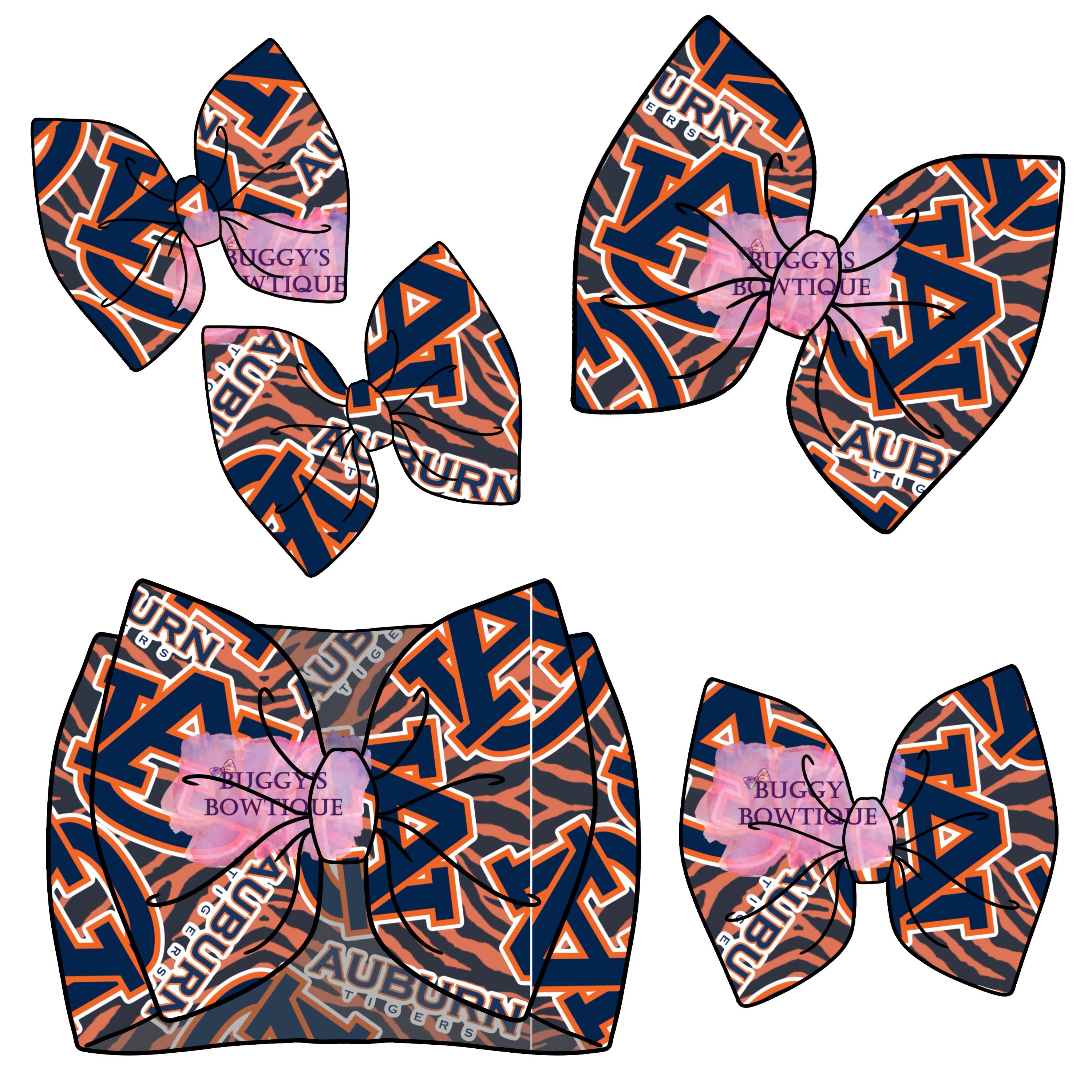 Orange & Blue Football bow/ bow tie/ headband/ piggies/ scrunchie