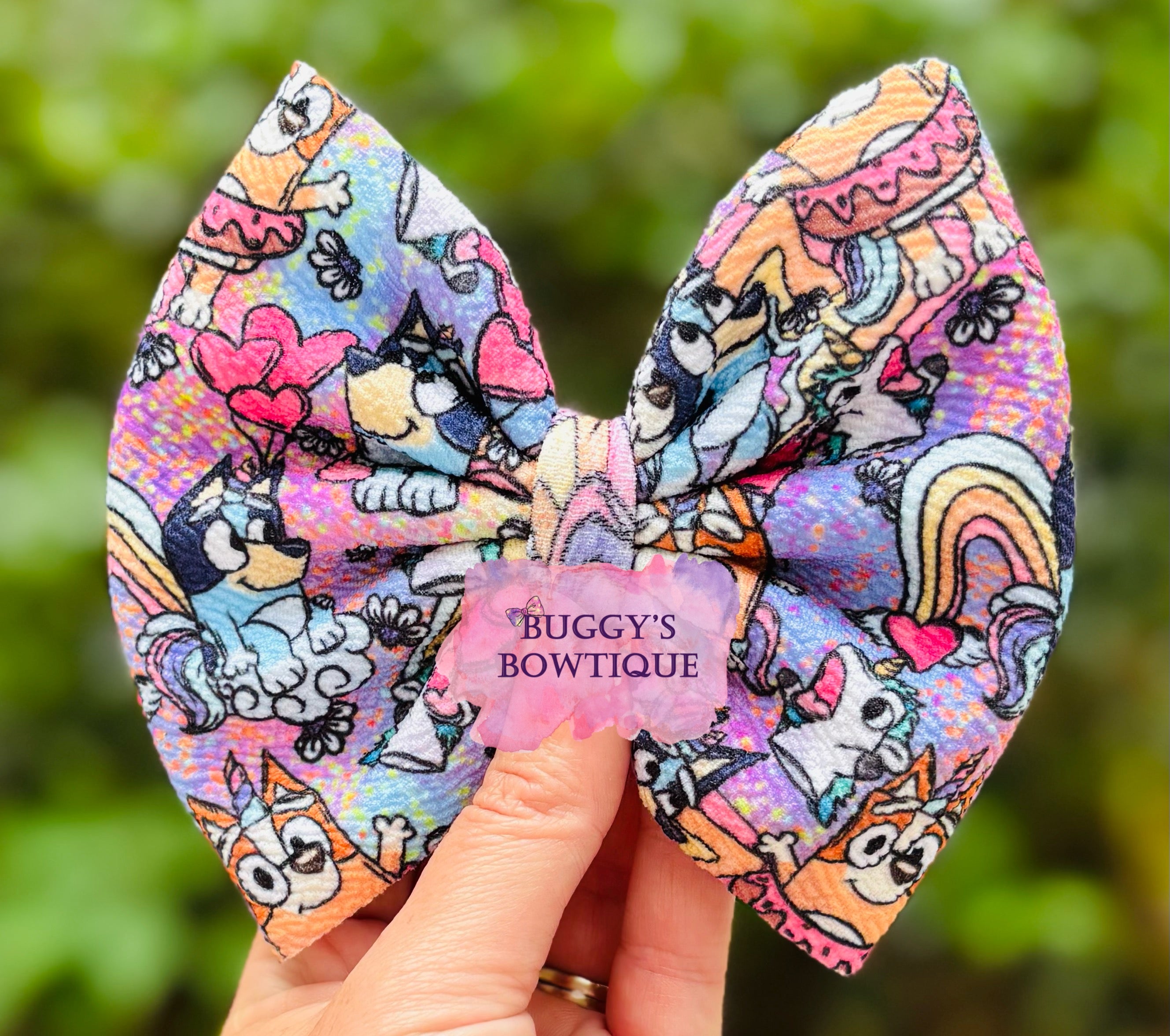 Unicorn Blue Dog bow/ bow tie/ headband/ piggies/ scrunchie