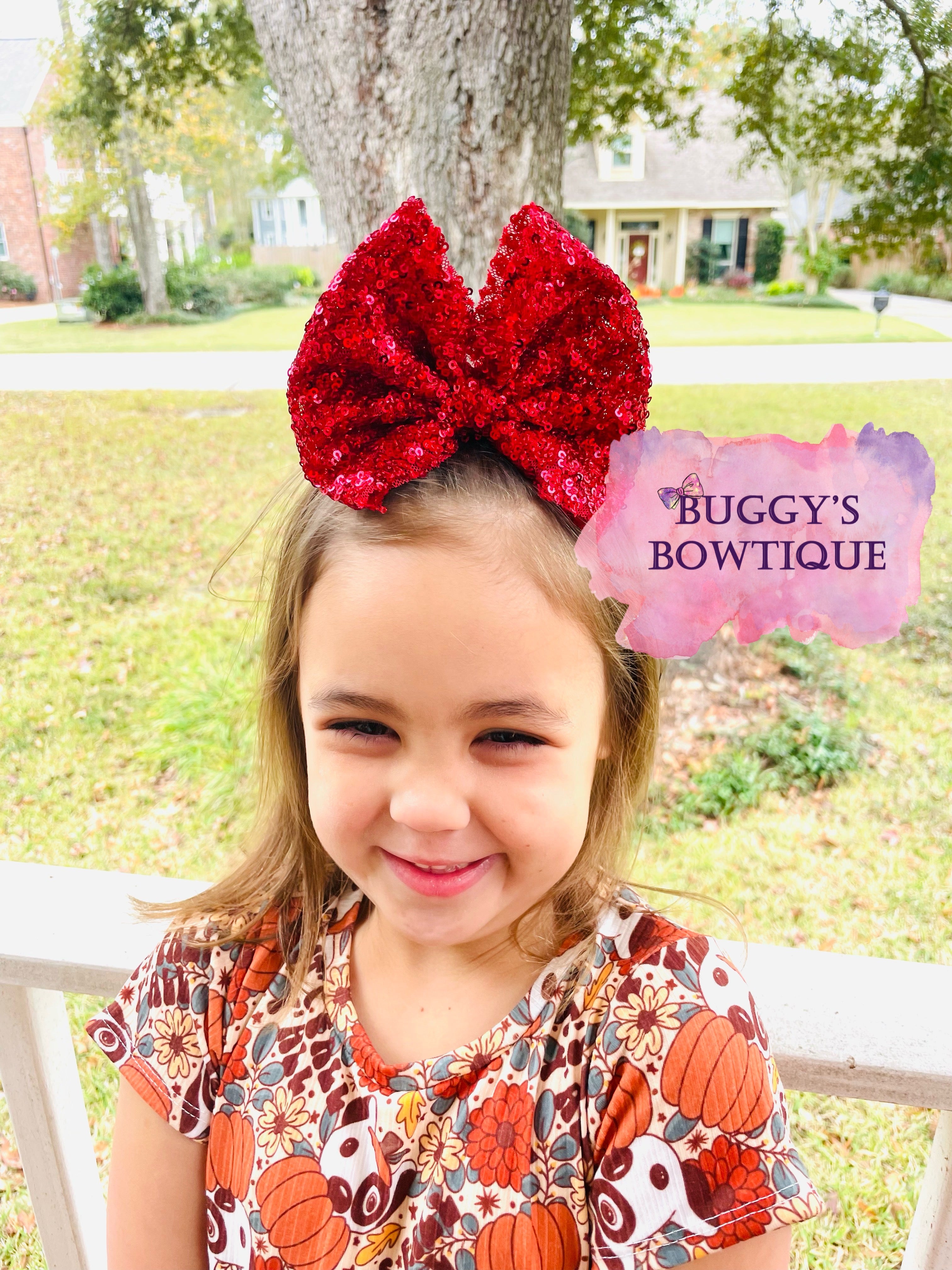 Red Sequin bow/bow tie/headband/piggies/Scrunchie