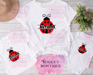 Personalized Ladybug Sublimation/ DTF/ BLEACHED Shirts, Onesies, Sweatshirts- MULTIPLE COLORS