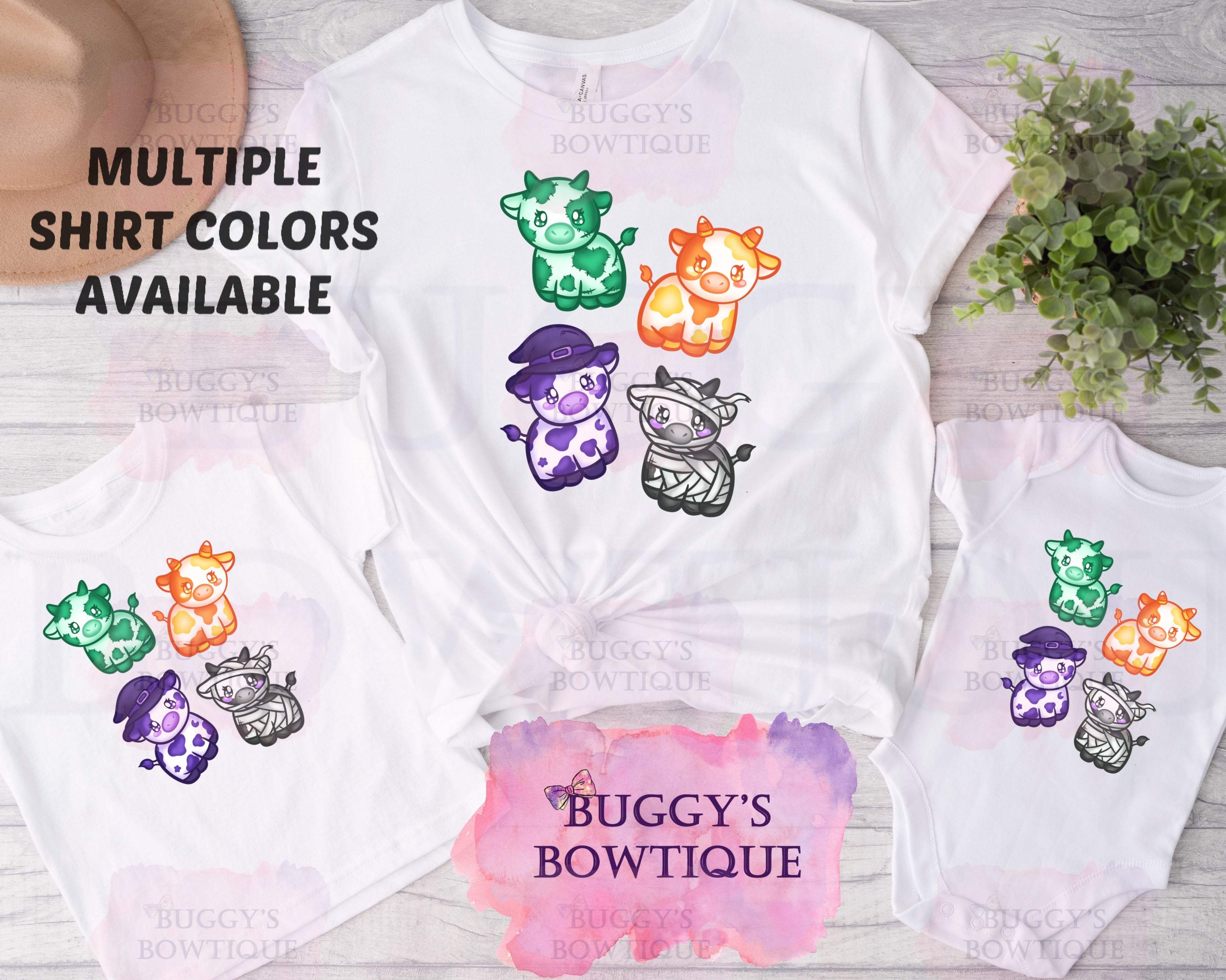 Halloween Cows Sublimation/ DTF/ BLEACHED Shirts, Onesies, Sweatshirts- MULTIPLE COLORS