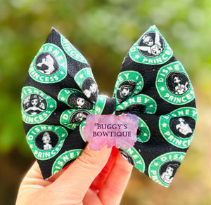 Princess + Coffee bow/ bow tie/ headband/ piggies/ scrunchie