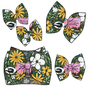 Green Bay Floral Football bow/ bow tie/ headband/ piggies/ scrunchie