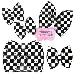 Checkered bow/bow tie/headband/piggies/scrunchie