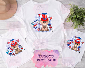 Patriotic Cow Sublimation/ DTF/ BLEACHED Shirts, Onesies, Sweatshirts- MULTIPLE COLORS