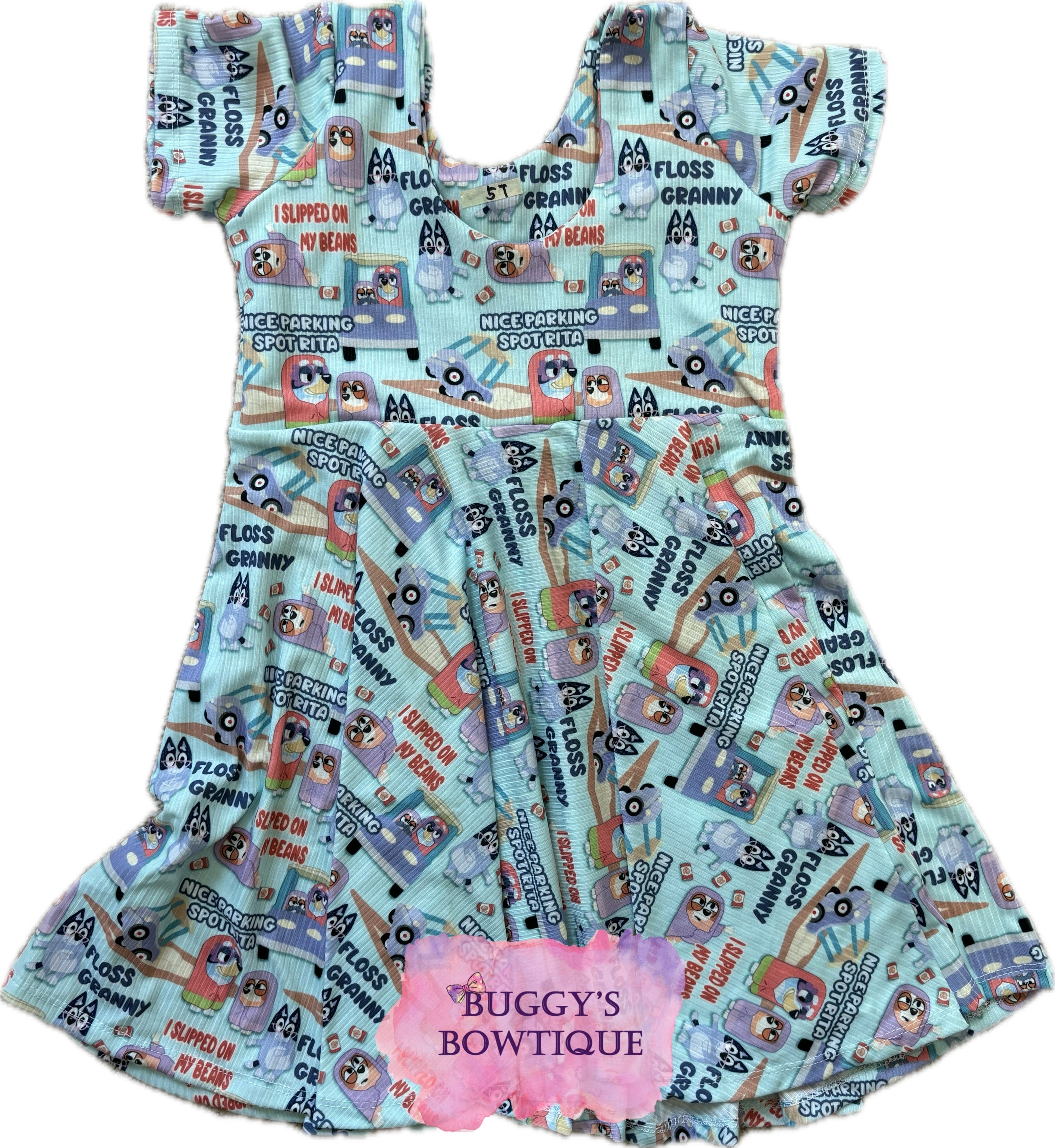 RTS Handmade Blue Dog Granny Dress