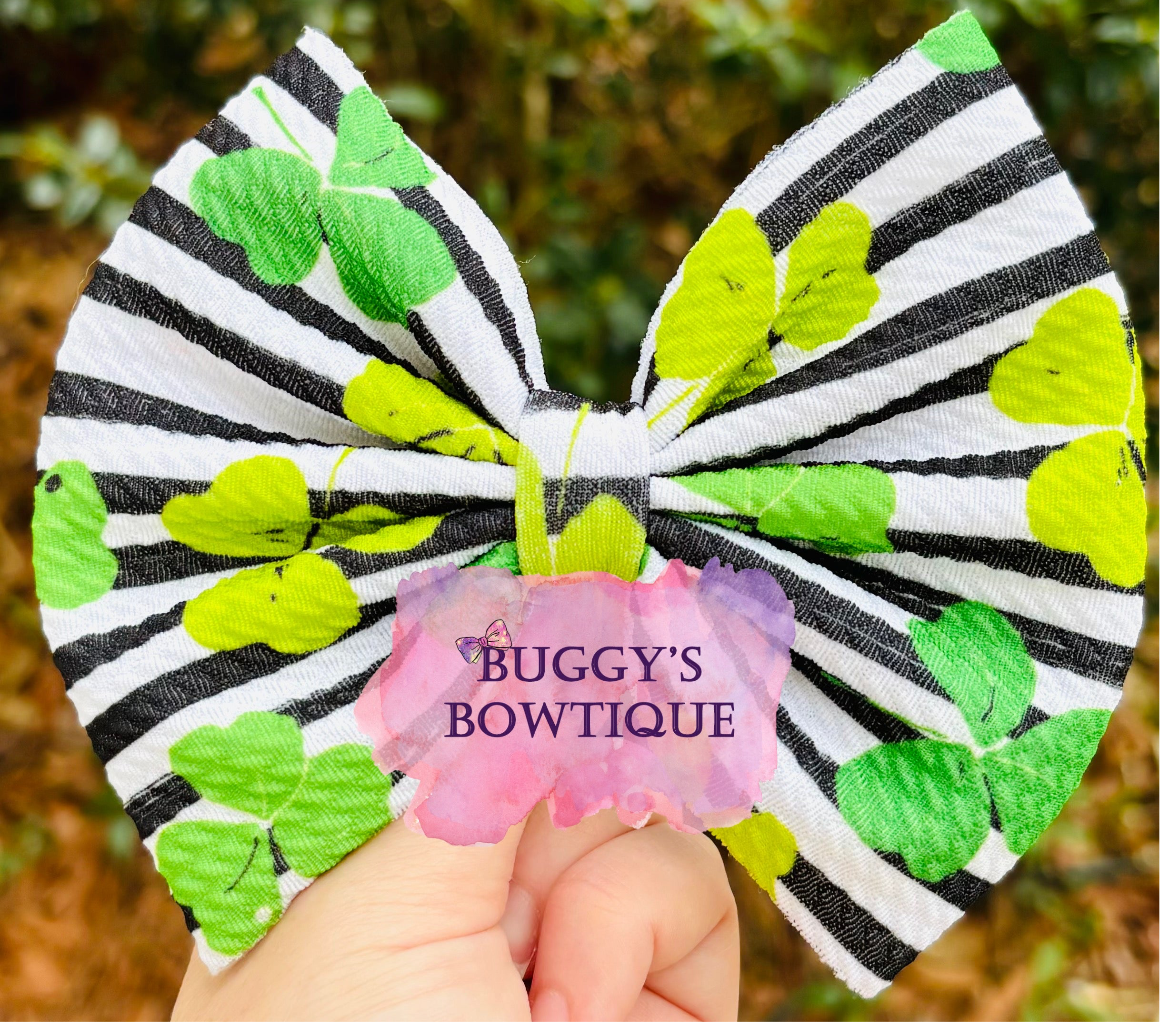 Shamrocks and Stripes bow/ bow tie/ headband/ piggies/ scrunchie