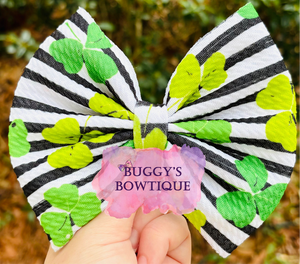 Shamrocks and Stripes bow/ bow tie/ headband/ piggies/ scrunchie