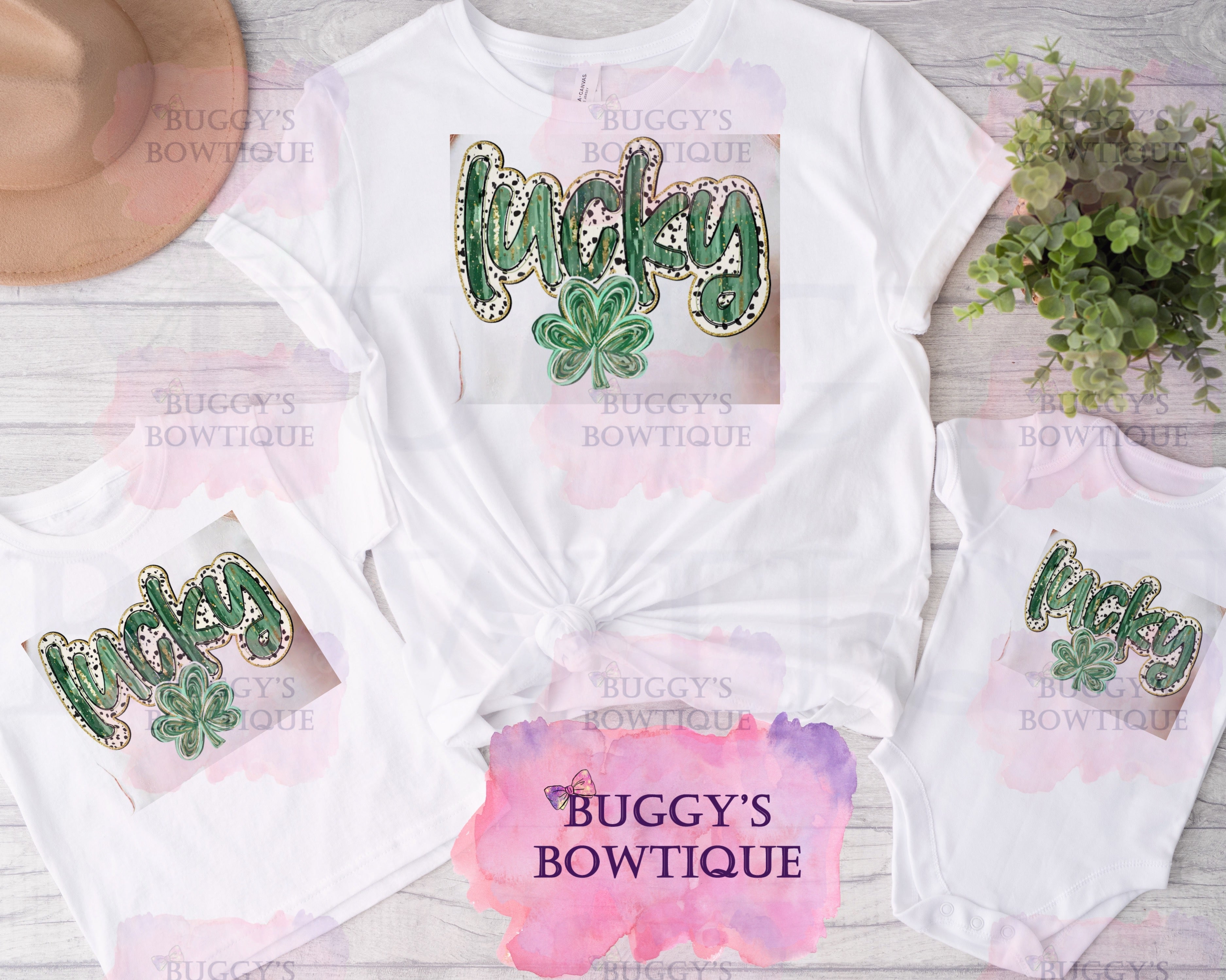 Lucky Shamrock Sublimation/ DTF/ BLEACHED Shirts, Onesies, Sweatshirts- MULTIPLE COLORS