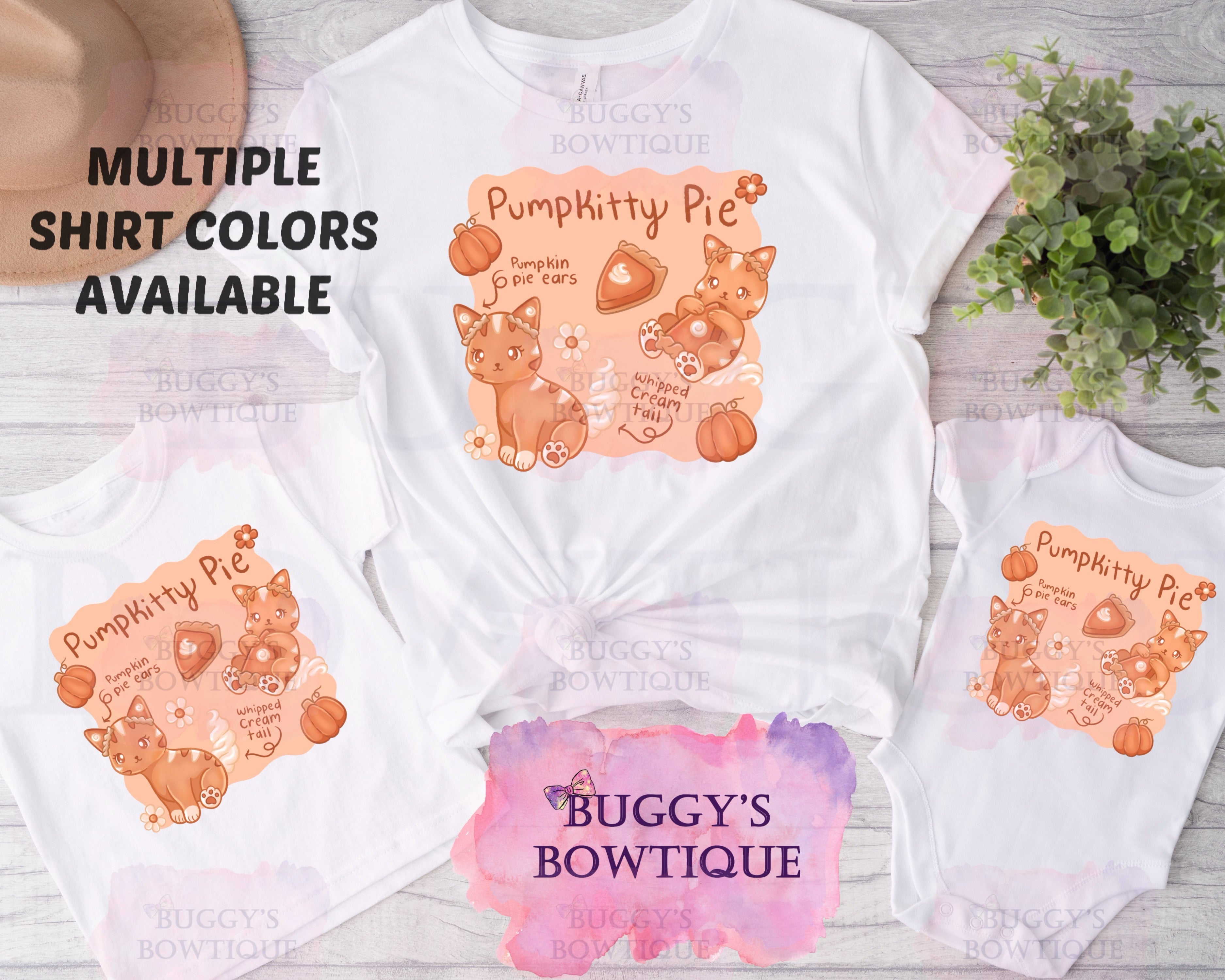 PumpKitty Pie Sublimation/ DTF/ BLEACHED Shirts, Onesies, Sweatshirts- MULTIPLE COLORS