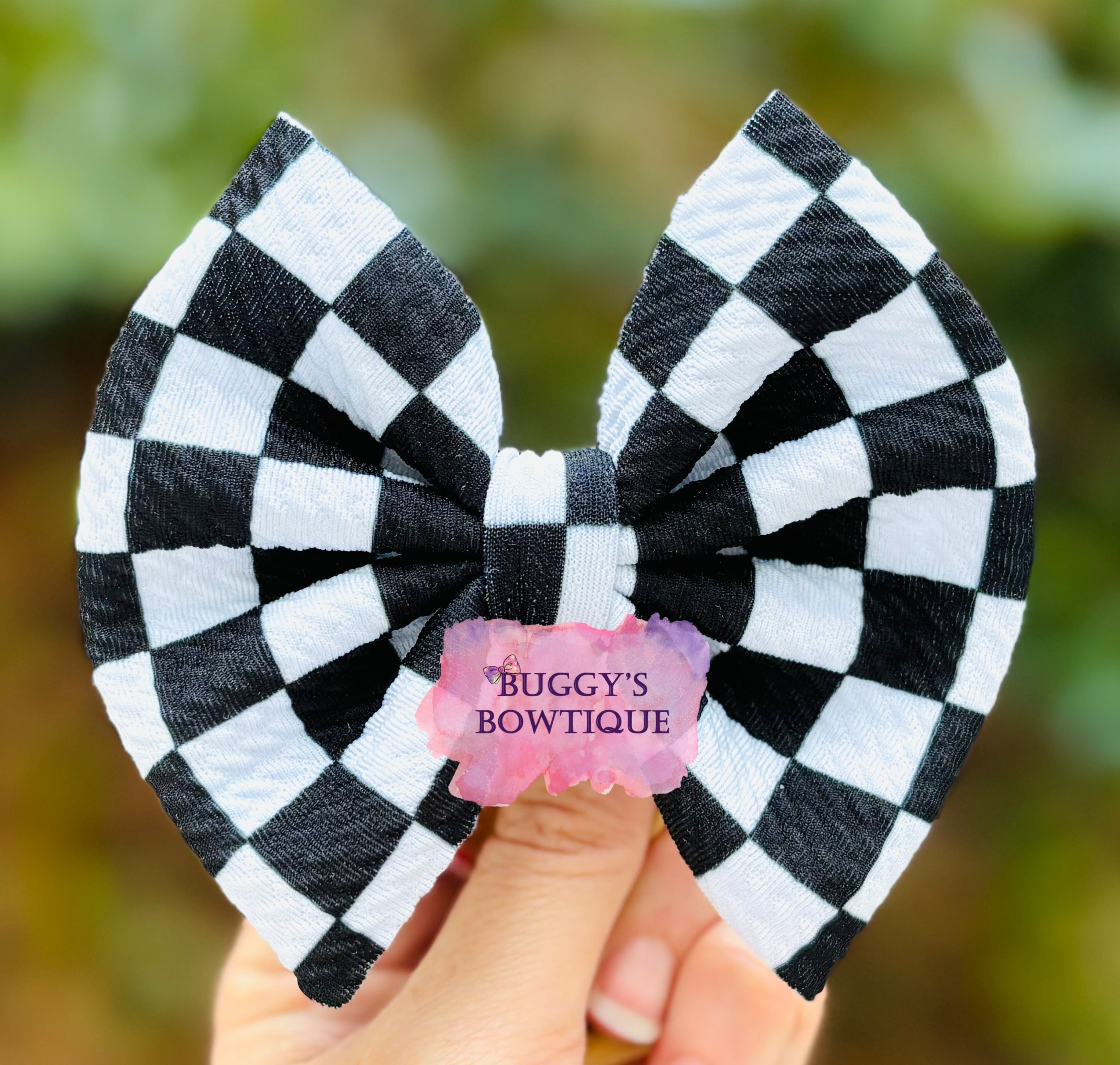 Checkered bow/bow tie/headband/piggies/scrunchie