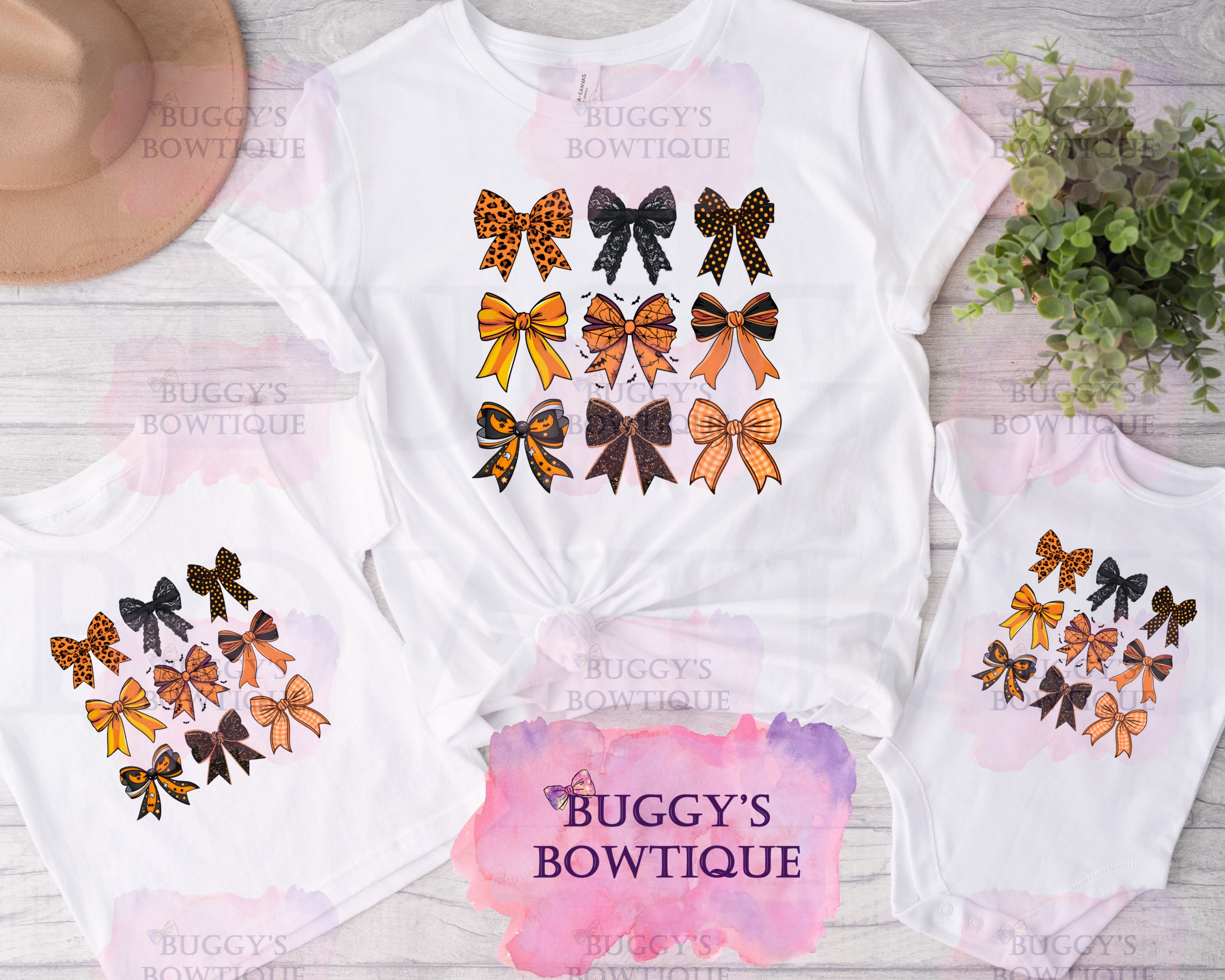 Halloween Bows Sublimation/ DTF/ BLEACHED Shirts, Onesies, Sweatshirts- MULTIPLE COLORS