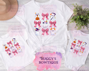 Ghosts and Bows Sublimation/ DTF/ BLEACHED Shirts, Onesies, Sweatshirts- MULTIPLE COLORS