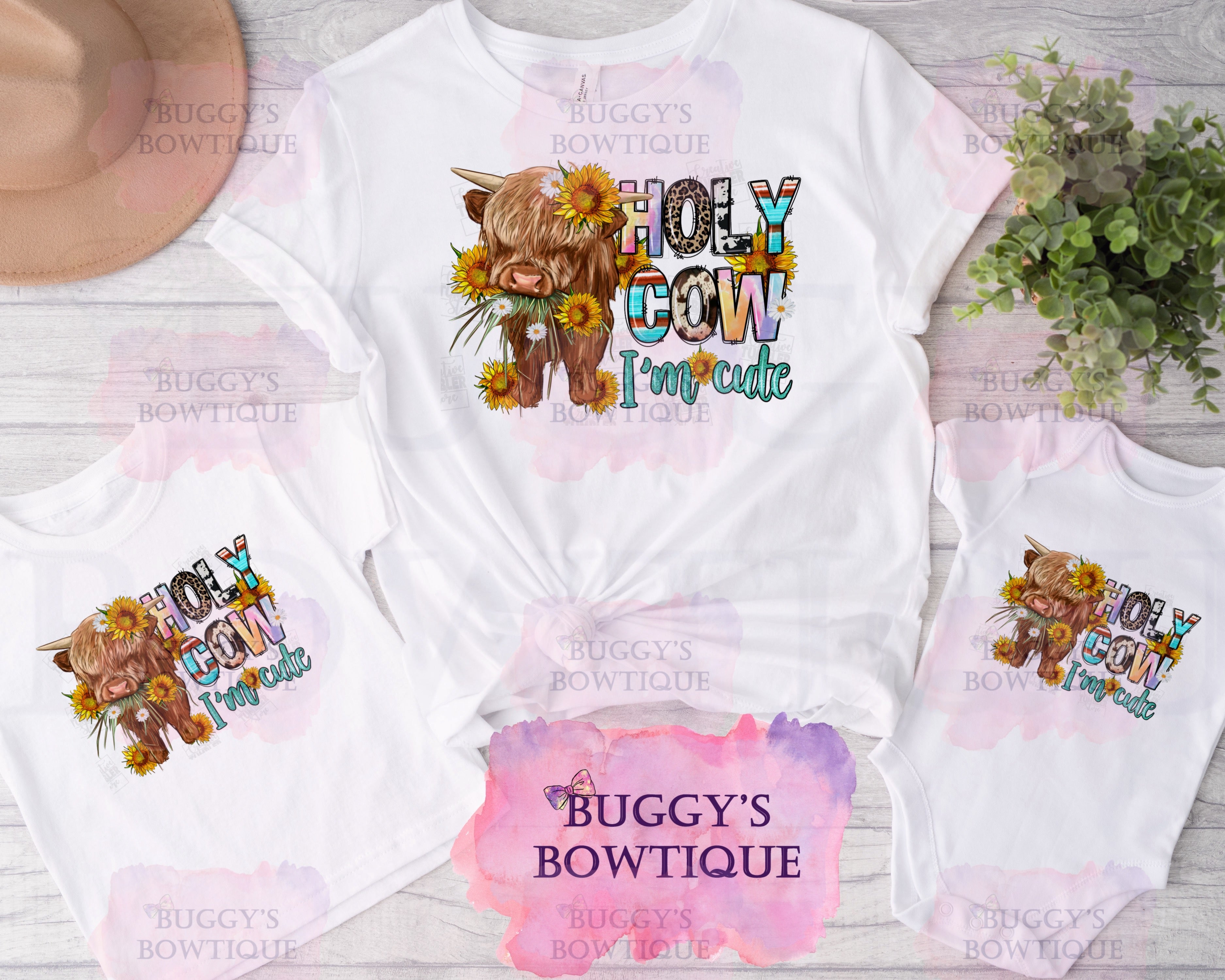 Holy Cow I'm Cute Sublimation/ DTF/ BLEACHED Shirts, Onesies, Sweatshirts- MULTIPLE COLORS