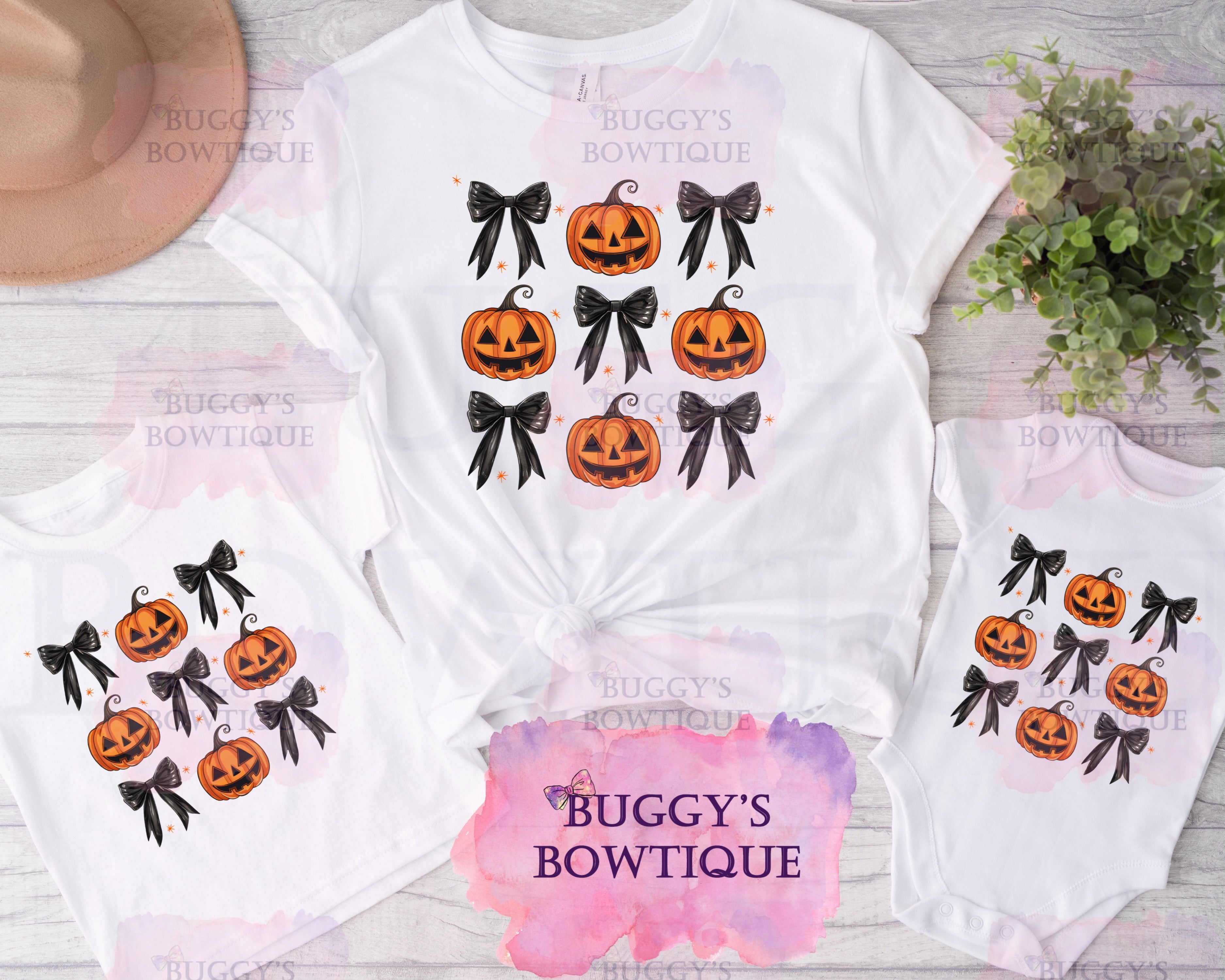 Jack Pumpkin and Bows Sublimation/ DTF/ BLEACHED Shirts, Onesies, Sweatshirts- MULTIPLE COLORS