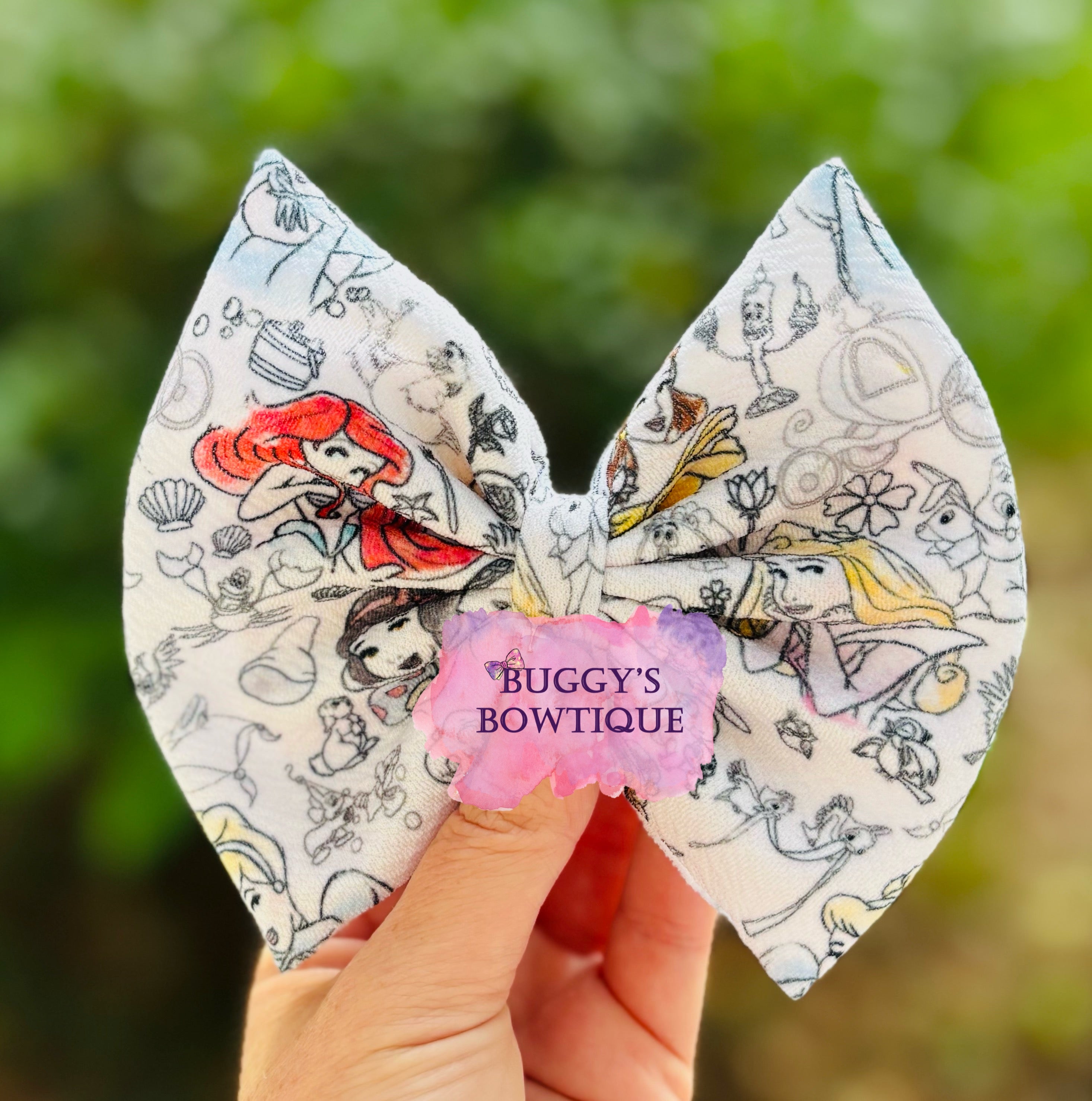 Princess Sketch bow/ bow tie/ headband/ piggies/ scrunchie