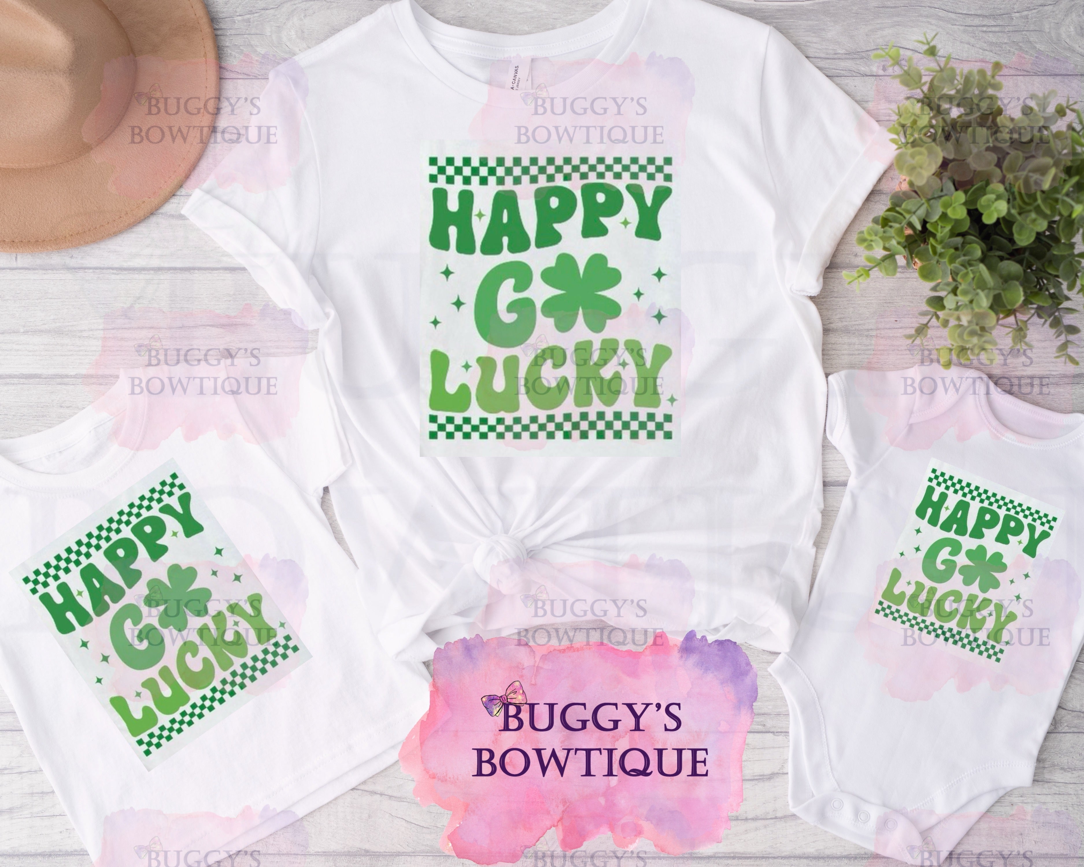 Happy Go Lucky Sublimation/ DTF/ BLEACHED Shirts, Onesies, Sweatshirts- MULTIPLE COLORS