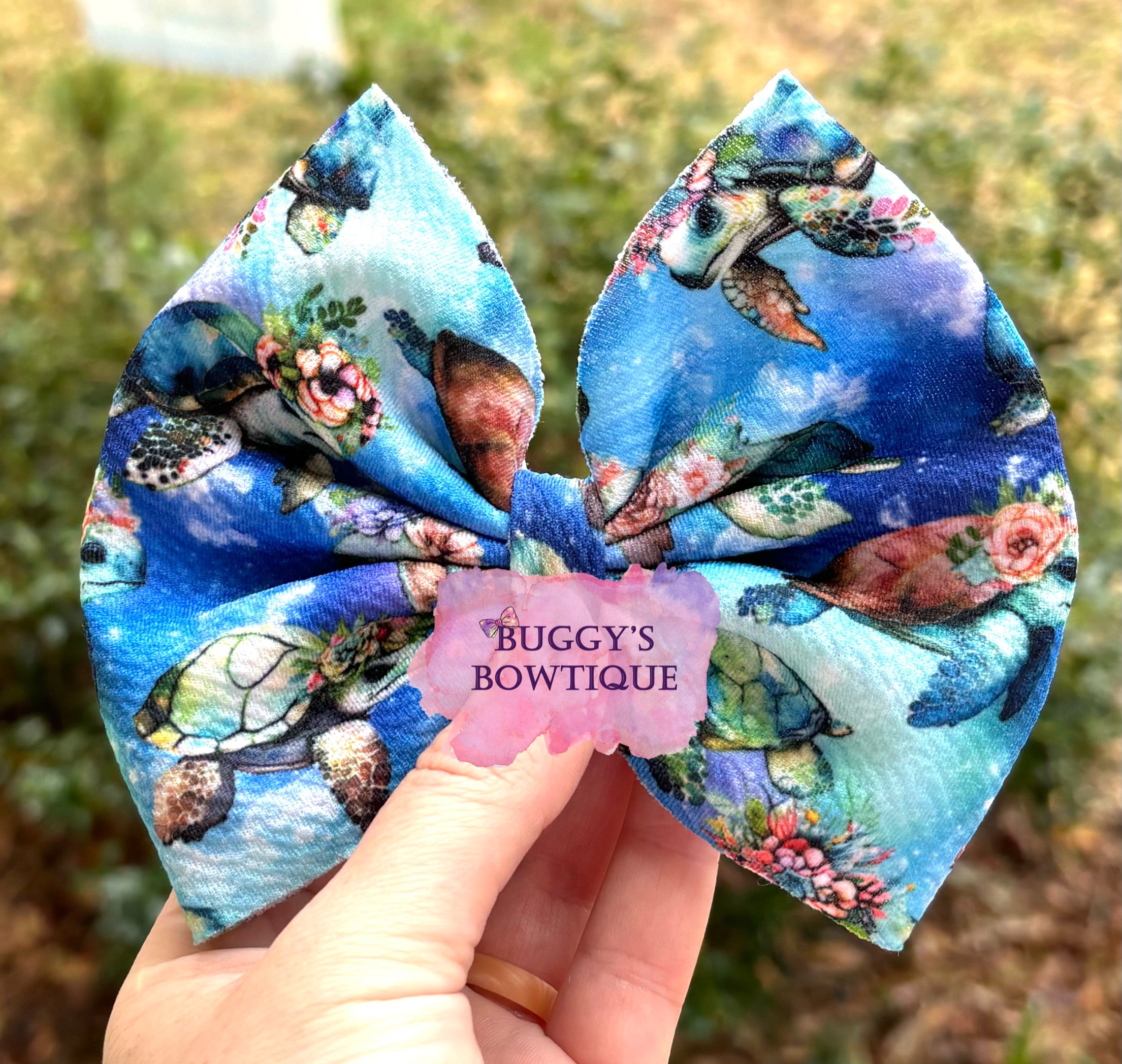 Floral Turtle bow/ bow tie/ headband/ piggies/ scrunchie