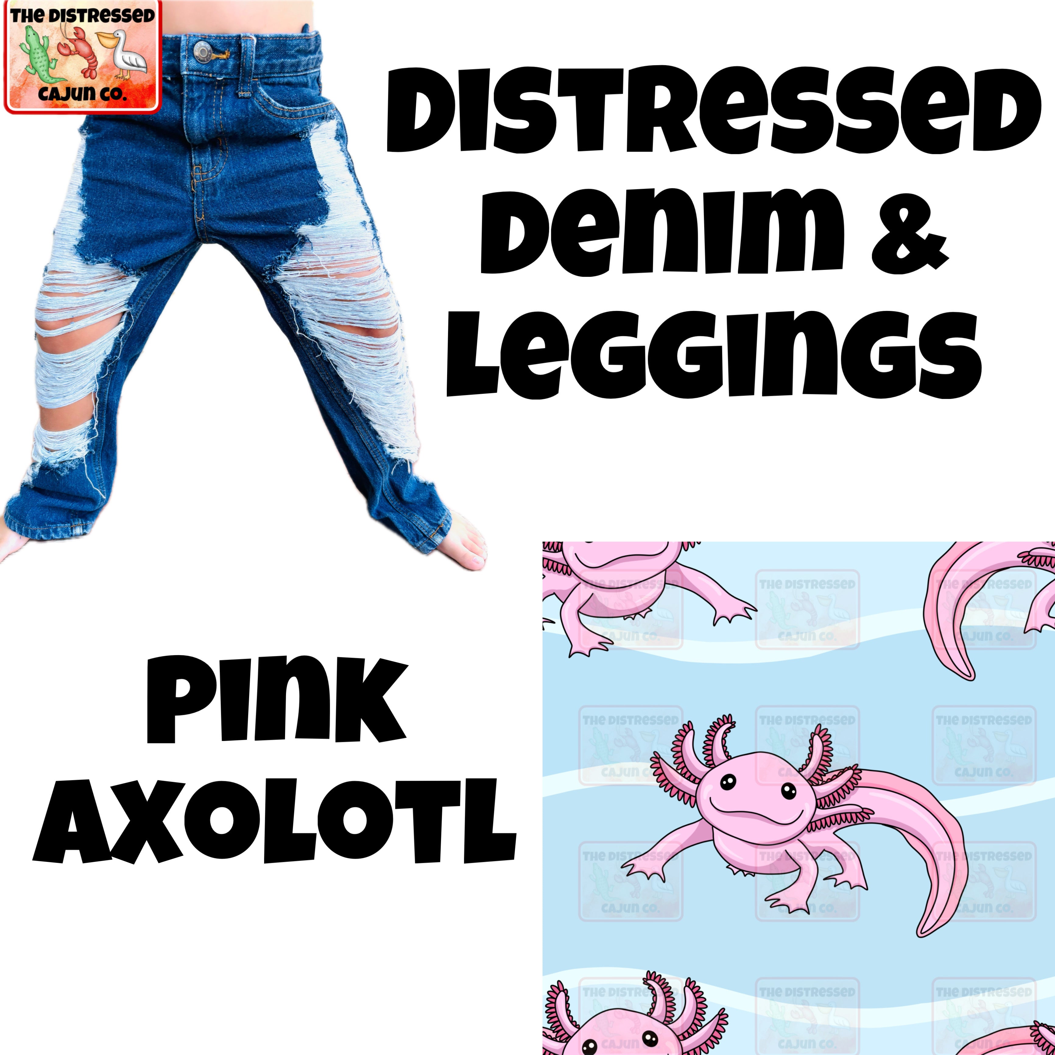 Pink Axolotl Distressed Denim & Leggings
