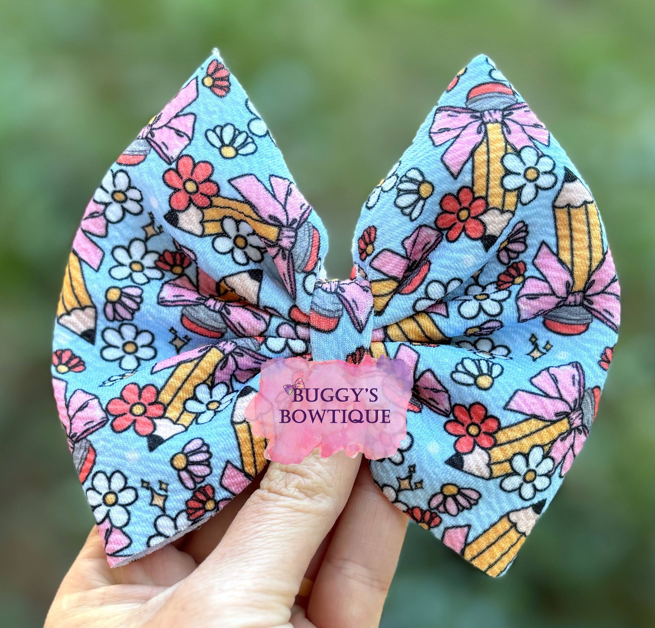 Croquette Pencil bow/ bow tie/ headband/ piggies/ scrunchie