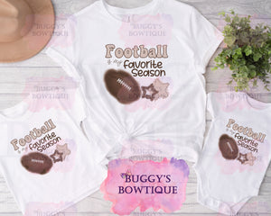 Football Is My Favorite Season Sublimation/ DTF/ BLEACHED Shirts, Onesies, Sweatshirts- MULTIPLE COLORS