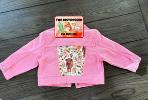 RTS Floral Cow Denim Jacket 12/18 month