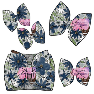 Dallas Floral Football bow/ bow tie/ headband/ piggies/ scrunchie