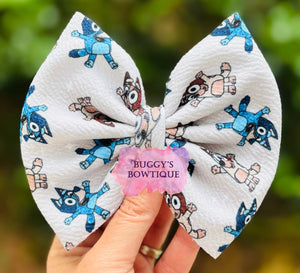 "Glitter" Blue Dog bow/ bow tie/ headband/ piggies/ scrunchie