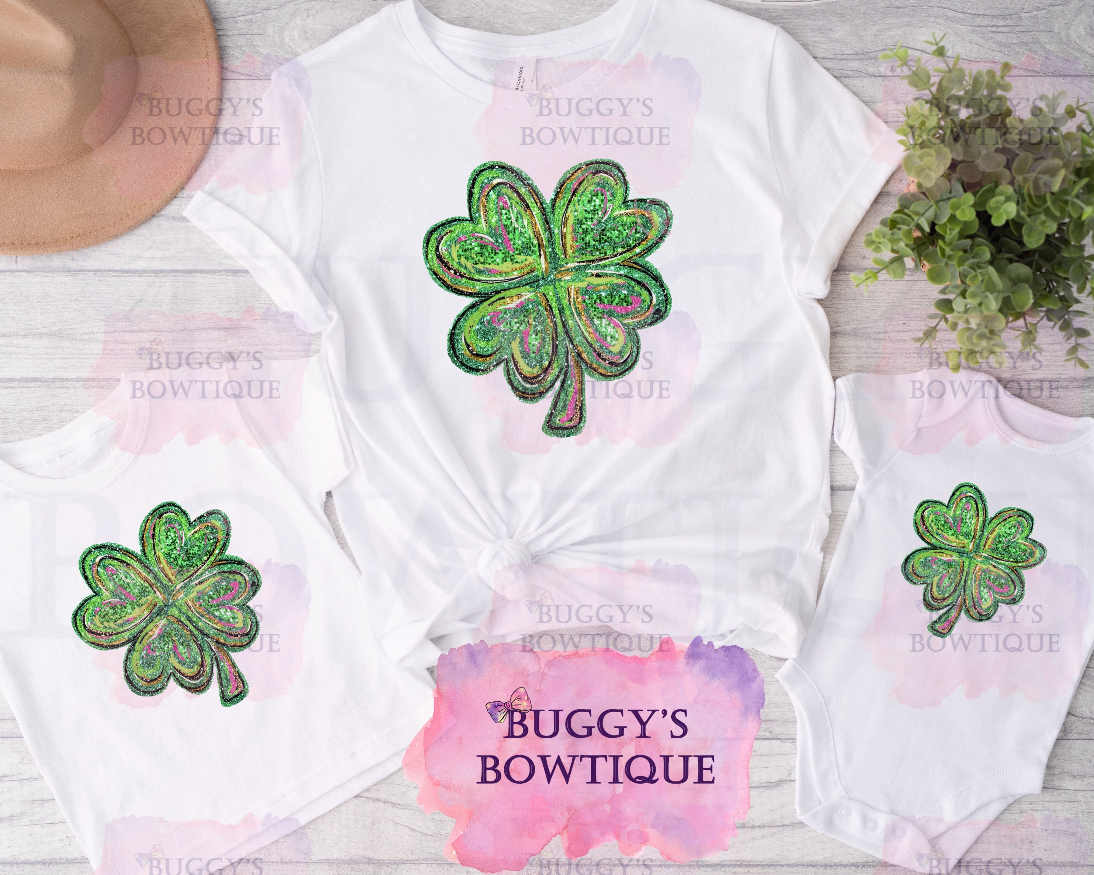 "Glitter" Shamrock Sublimation/ DTF/ BLEACHED Shirts, Onesies, Sweatshirts- MULTIPLE COLORS