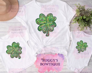 "Glitter" Shamrock Sublimation/ DTF/ BLEACHED Shirts, Onesies, Sweatshirts- MULTIPLE COLORS