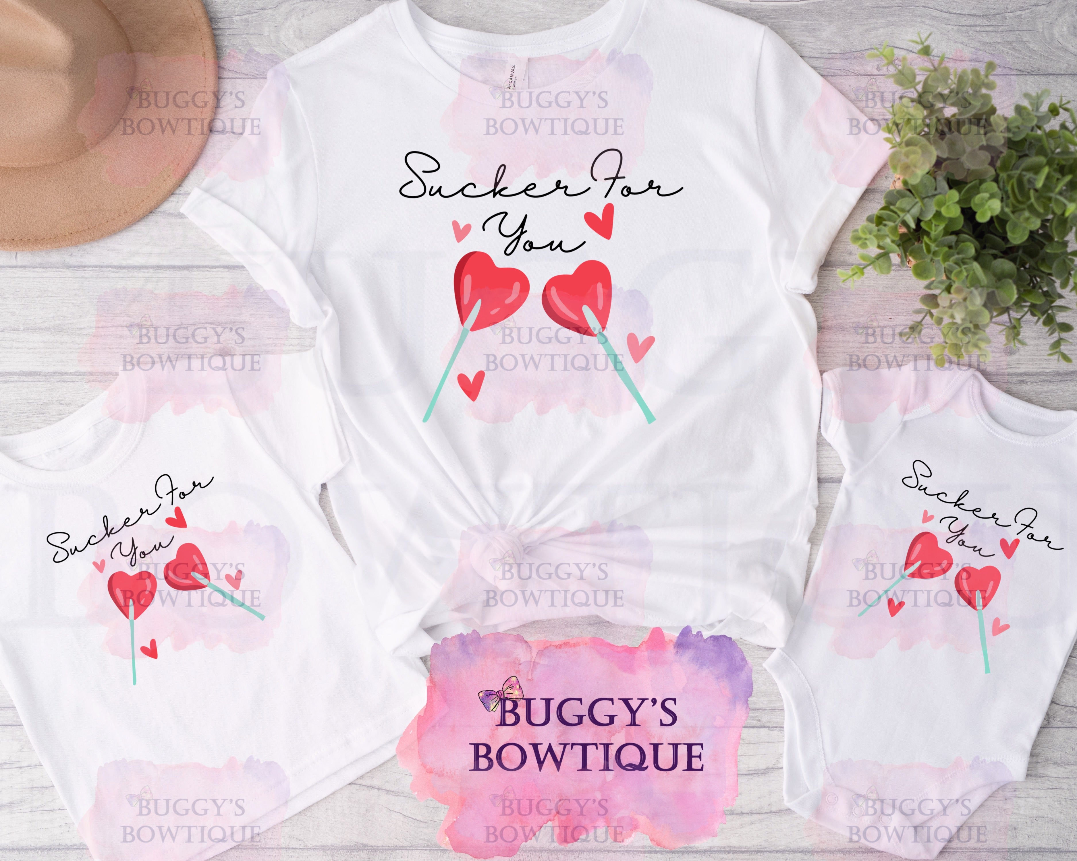 Sucker For You Sublimation/ DTF/ BLEACHED Shirts, Onesies, Sweatshirts- MULTIPLE COLORS- MATCHING ACCESSORIES AVAILABLE