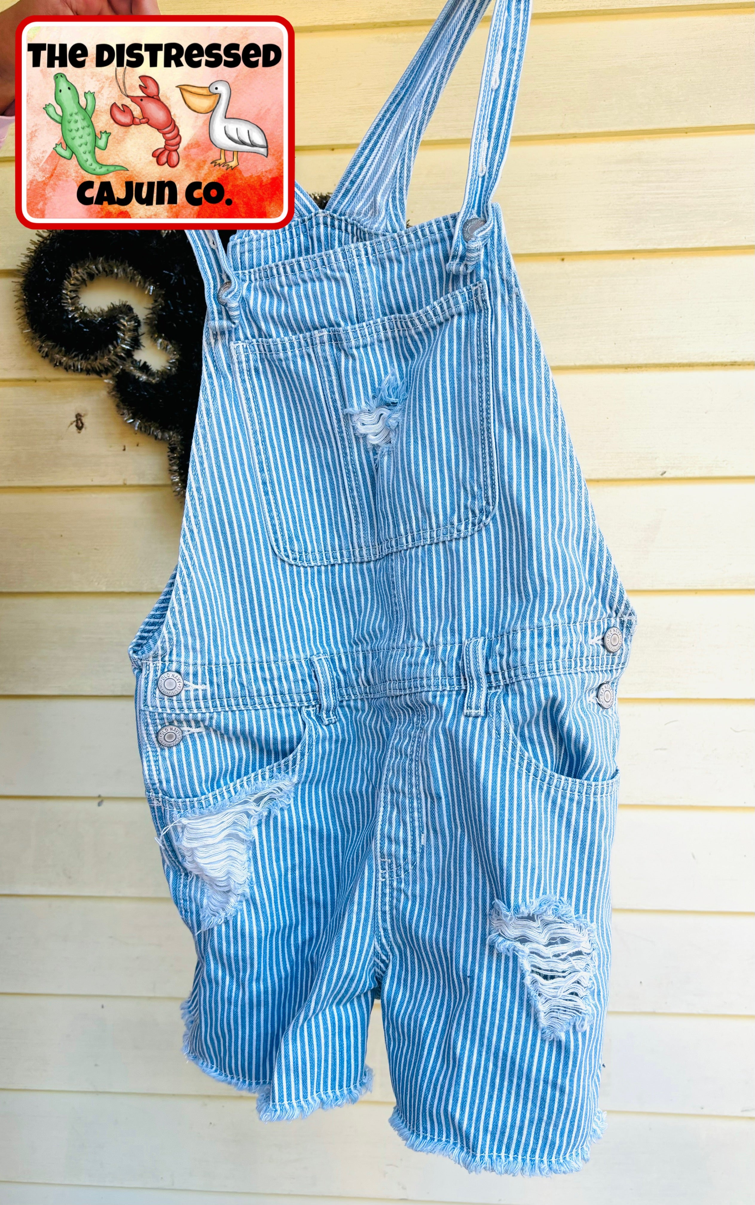 RTS Distressed Denim Overalls Size 14/16