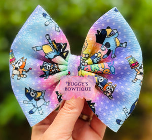 Party Time Blue Dog bow/ bow tie/ headband/ piggies/ scrunchie