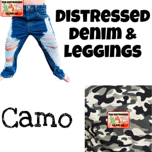Camo Distressed Denim & Leggings