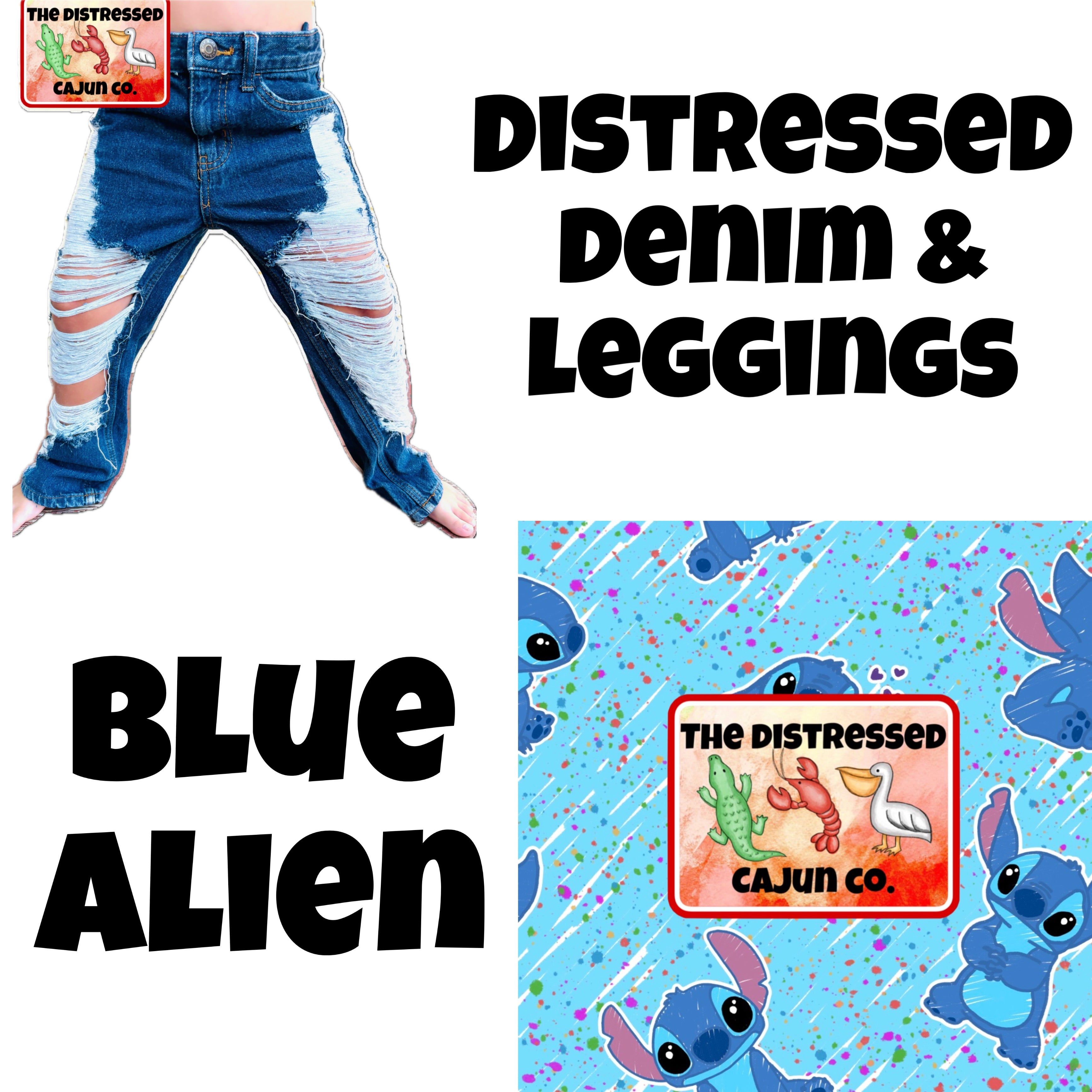 Blue Alien Distressed Denim & Leggings