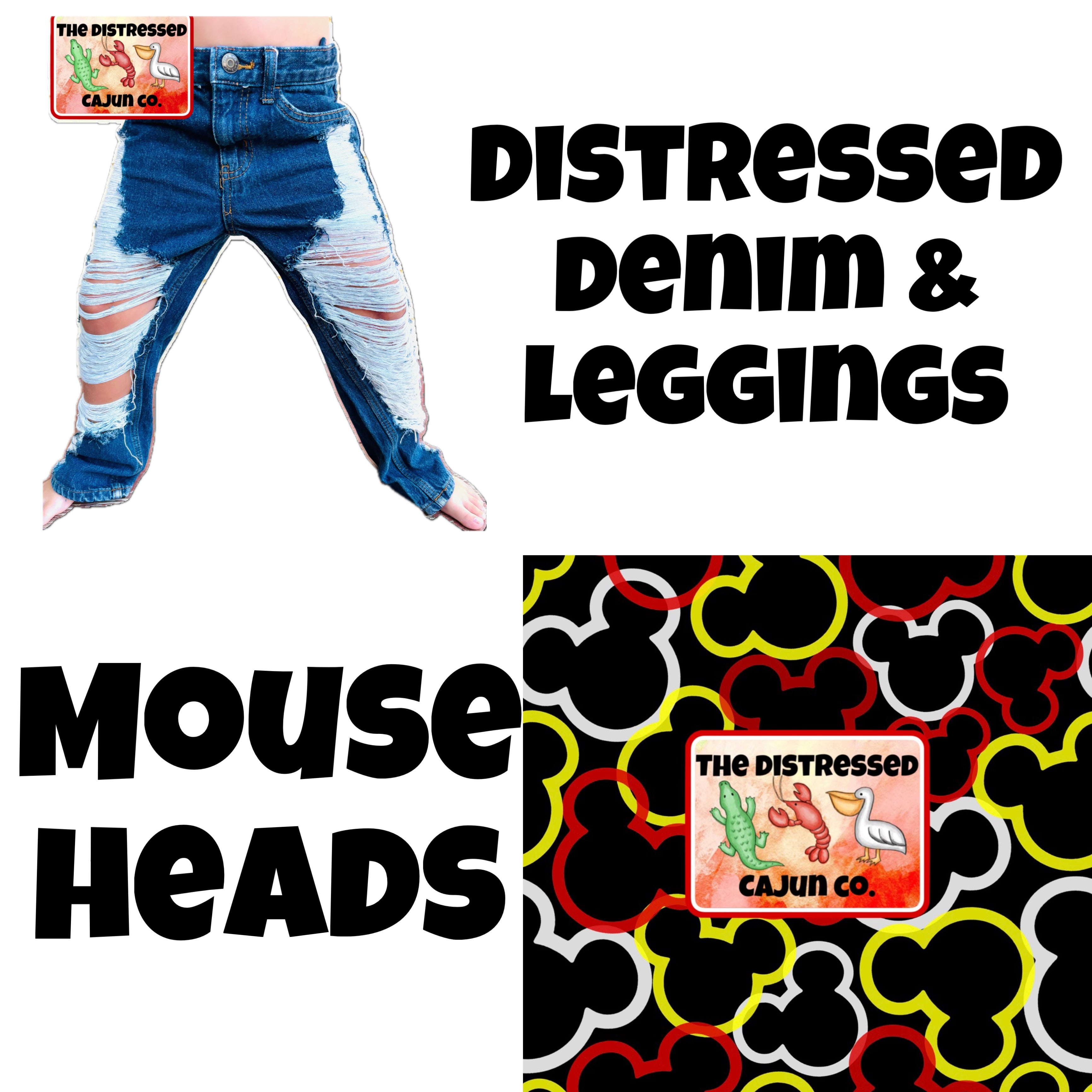 Mouse Heads Distressed Denim & Leggings