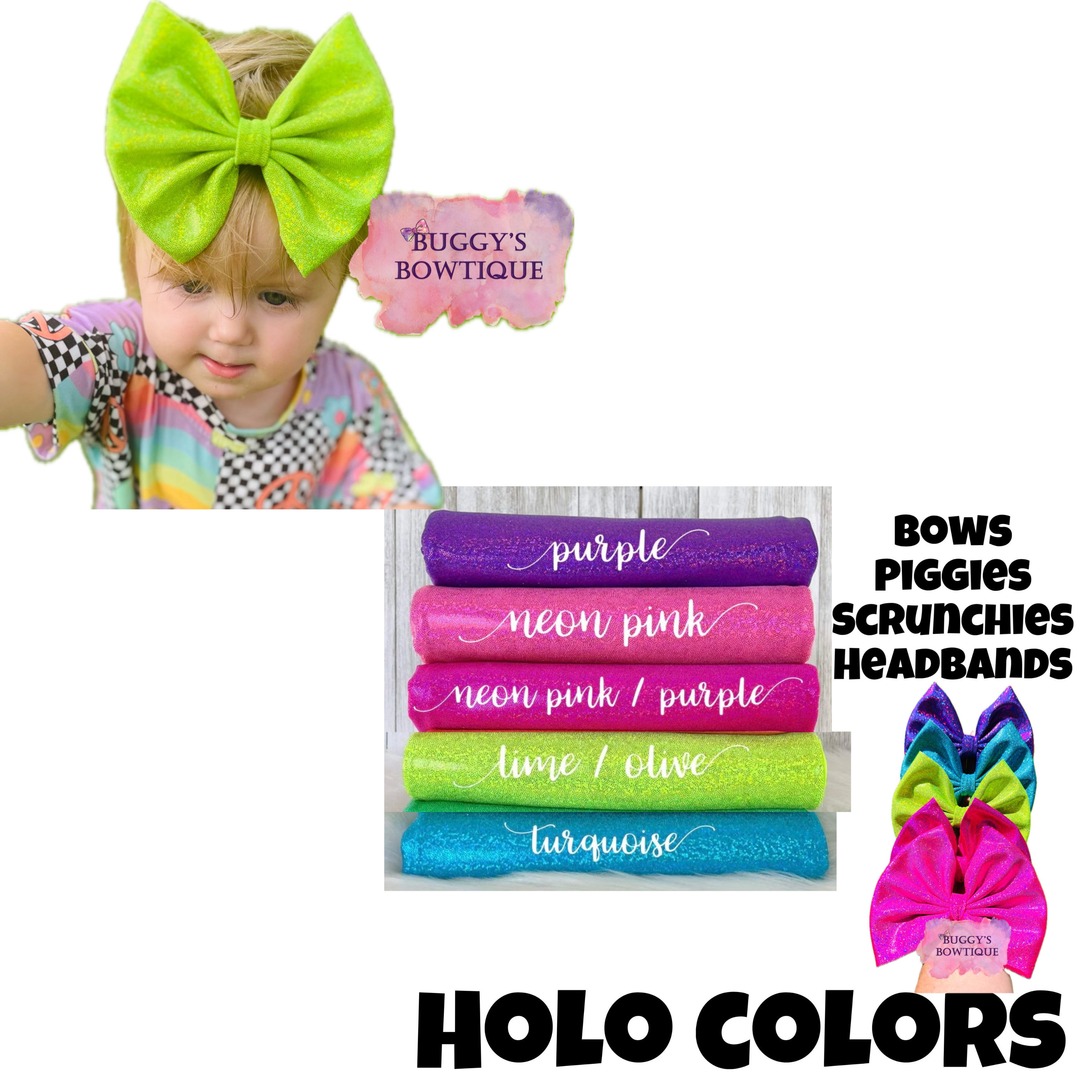 Lime Holo bow/ bow tie/ headband/ piggies/ scrunchie