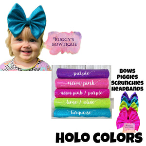 Turquoise Holo bow/ bow tie/ headband/ piggies/ scrunchie
