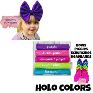 Purple Holo bow/ bow tie/ headband/ piggies/ scrunchie