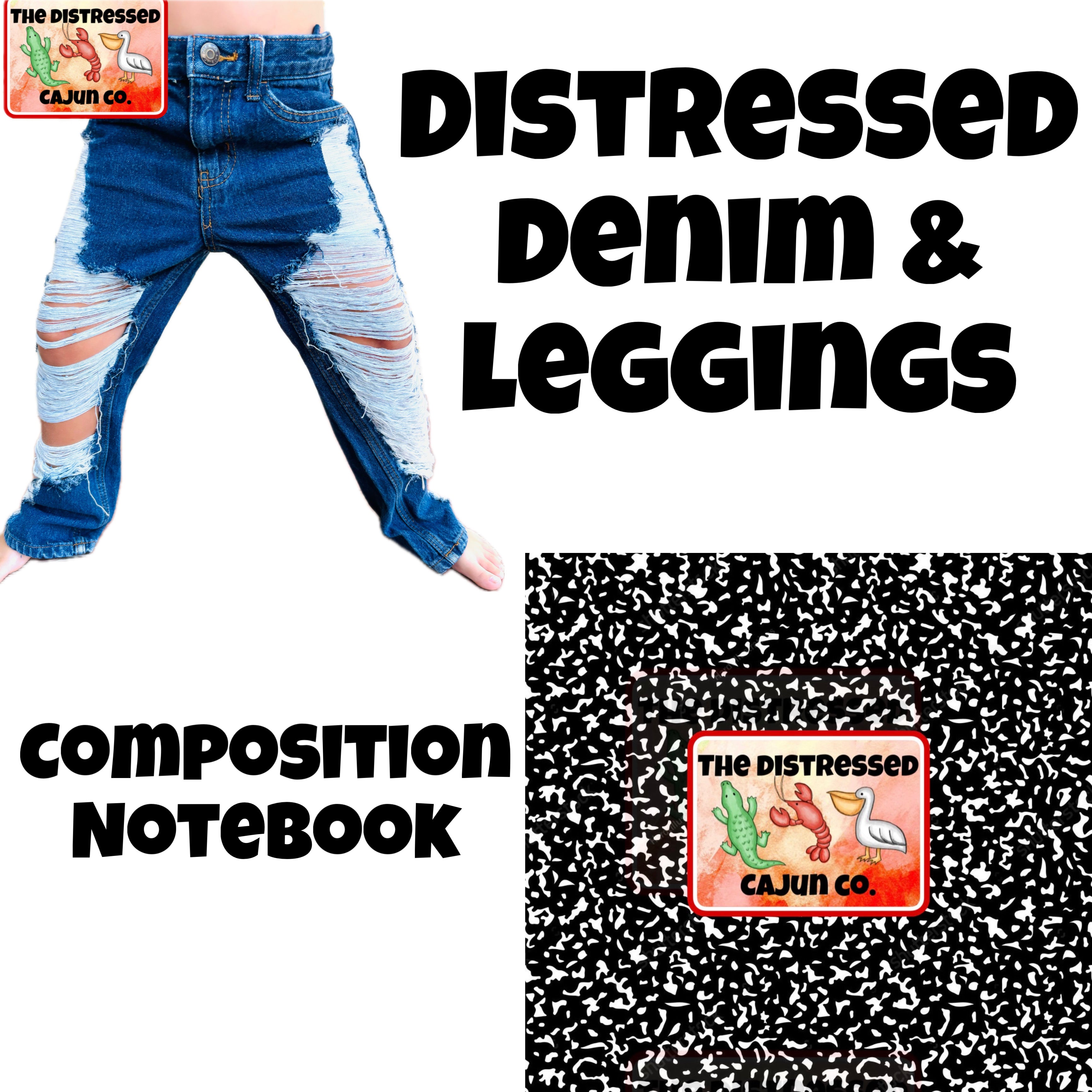 Composition Notebook Distressed Denim & Leggings
