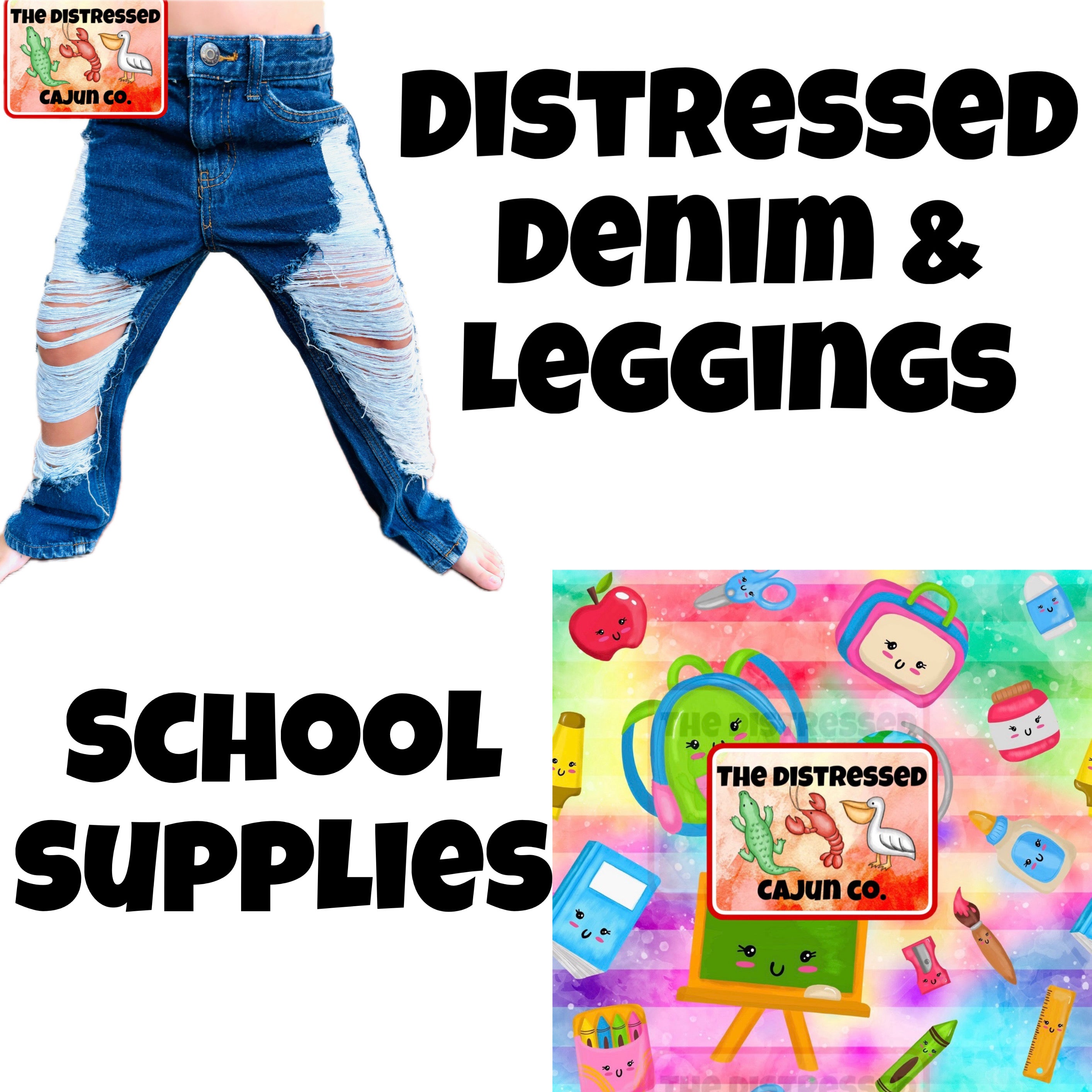 School Supplies Distressed Denim & Leggings