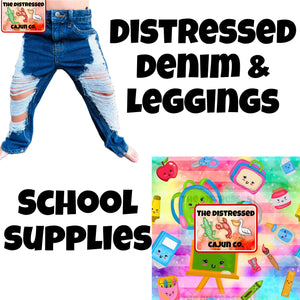 School Supplies Distressed Denim & Leggings