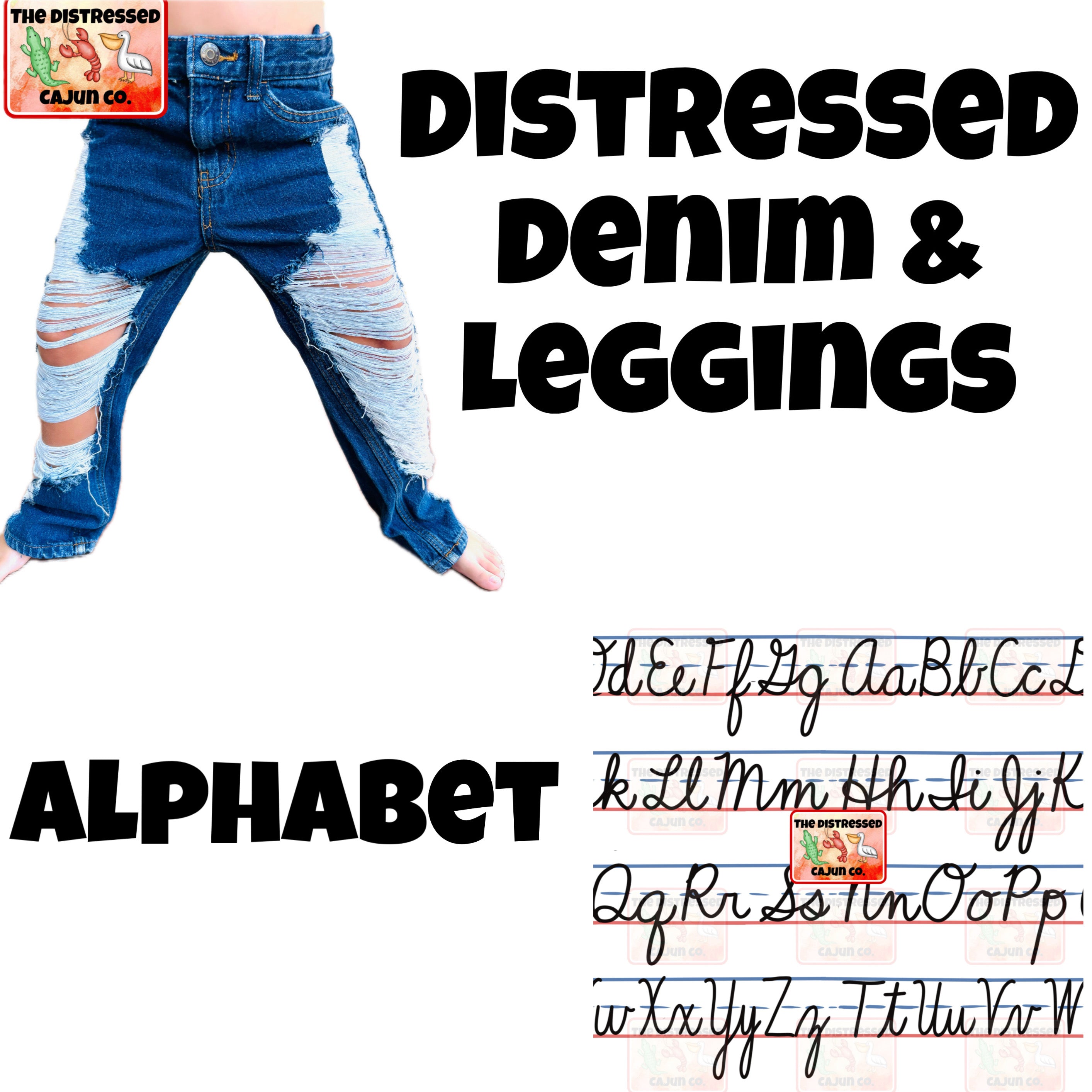 Alphabet Distressed Denim & Leggings