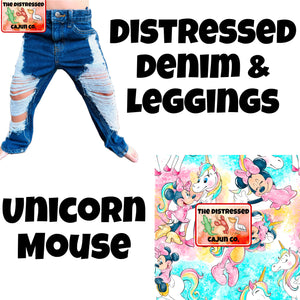 Unicorn Mouse Distressed Denim & Leggings